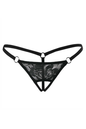 Siyah Fantezi Seksi Dantelli Özel Bölgesi Açık String 66277SYH
