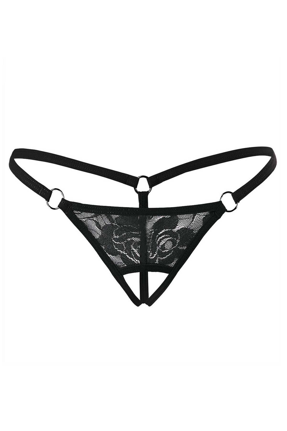Siyah Fantezi Seksi Dantelli Özel Bölgesi Açık String 66277SYH Siyah Fantezi Seksi Dantelli Özel Bölgesi Açık String 66277SYH