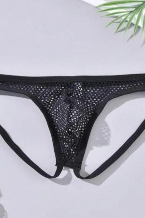 Siyah Fantezi Seksi Fileli Erkek Jockstrap