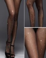 Siyah Fantezi Seksi Fileli Taşlı Jartiyer Çorabı Bb-1105