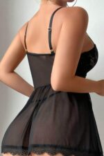 Siyah Fantezi Seksi Jartiyerli Babydoll Takımı 15917