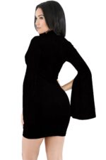 Siyah Fantezi Seksi Kesik Kol Tasarımlı Mini Elbise TP101395