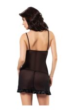 Siyah Fantezi Seksi Saten Detaylı Transparan Gecelik Babydoll Seti