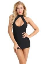 Siyah Fantezi Seksi Sırt ve Göğüs Dekolteli Mini Elbise TP101594