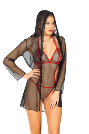 Siyah Fantezi Seksi Transparan Body