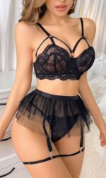 Siyah Fantezi Seksi Tül Detaylı Etekli Jartiyer Takımı K3EL2LLL23
