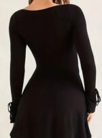 Siyah Fantezi Seksi Yırtmaçlı Mini Elbise QYM0GEQZBC