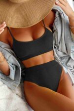Siyah Fitilli Yüksek Bel Bikini Takımı