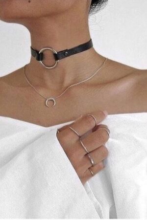 Siyah Seksi Deri Boyun Aksesuarı Choker
