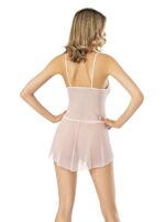 Somon Rengi Fantezi Seksi Desenli Dantelli Transparan Babydoll Takımı AC1004
