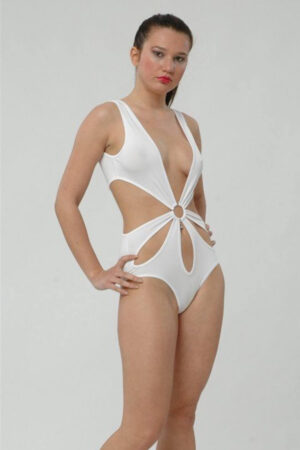 Beyaz Fantezi Seksi Çiçek Tasarımlı Bodysuit TP091277