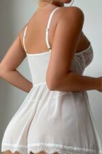 Beyaz Fantezi Seksi Transparan Dantelli Jartiyer Takımı