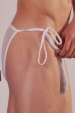 Beyaz Yandan Bağlamalı Fantezi Seksi Erkek Slip DM140516