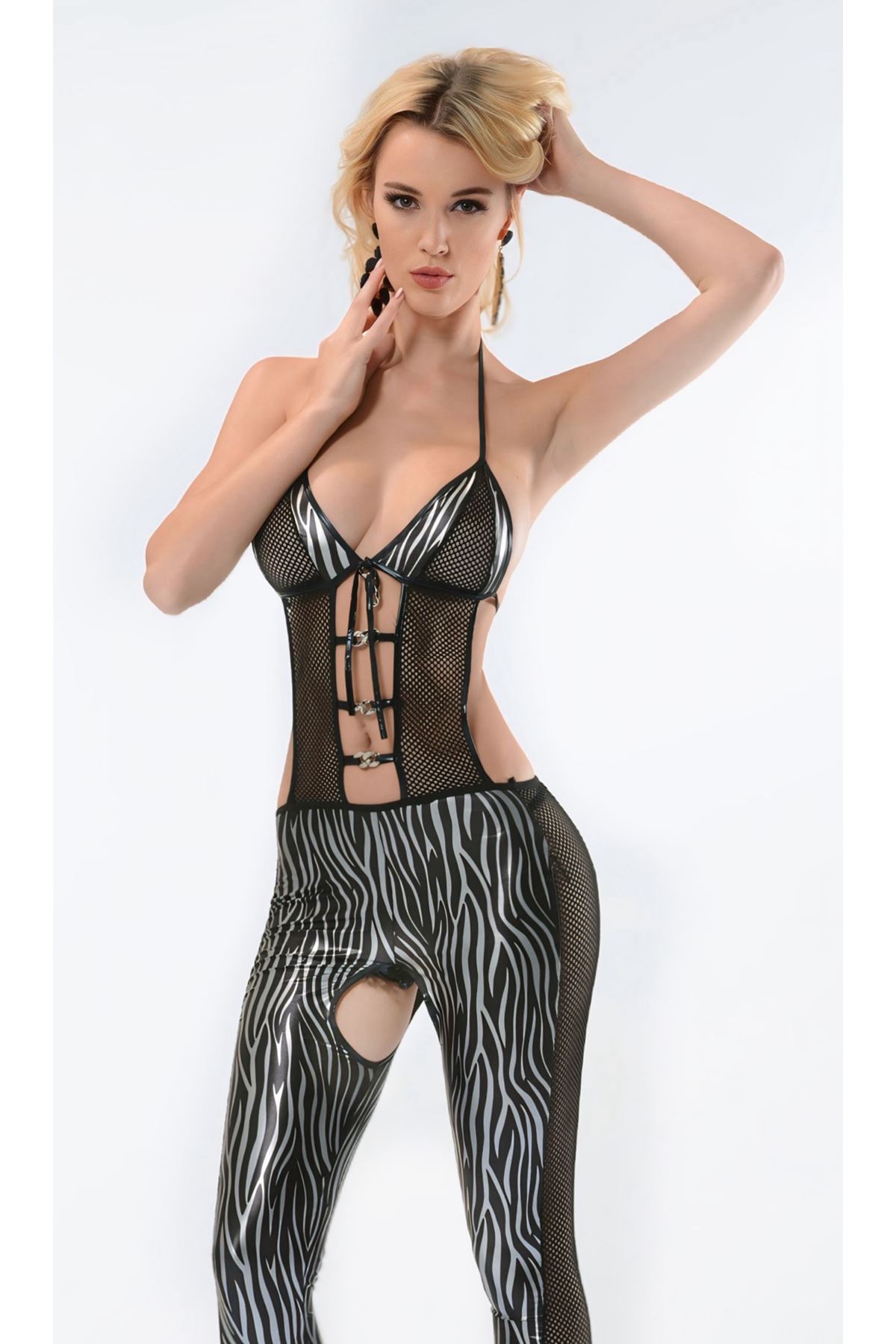 Çok Renkli Fantezi Seksi Transparan Zebra Desenli Özel Bölgesi Açık Vücut Çorabı 490 Çok Renkli Fantezi Seksi Transparan Zebra Desenli Özel Bölgesi Açık Vücut Çorabı 490