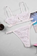 Ekru Fantezi Seksi Transparan Dantelli Sütyen Takımı