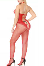 Fileli Kırmızı Seksi Vücut Çorabı
