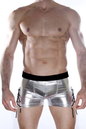 Gri Fantezi Seksi Deri İp Tasarımlı Erkek Boxer