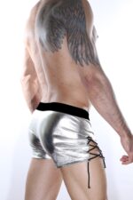 Gri Fantezi Seksi Deri İp Tasarımlı Erkek Boxer