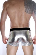 Gri Fantezi Seksi Deri İp Tasarımlı Erkek Boxer