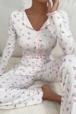 Kadın Beyaz Pamuklu Fiyonk Detaylı Crop Pijama Takımı 7077