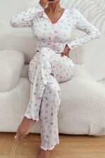 Kadın Beyaz Pamuklu Fiyonk Detaylı Crop Pijama Takımı 7077