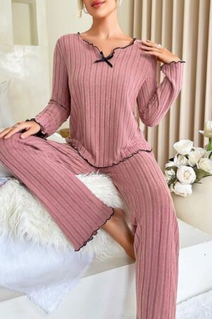 Kadın Pembe Pamuk Pijama Takımı 7067.19.S