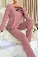 Kadın Pembe Pamuk Pijama Takımı 7067.19.S