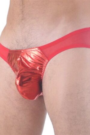 Kırmızı Fantezi Seksi Deri Detaylı Erkek Slip