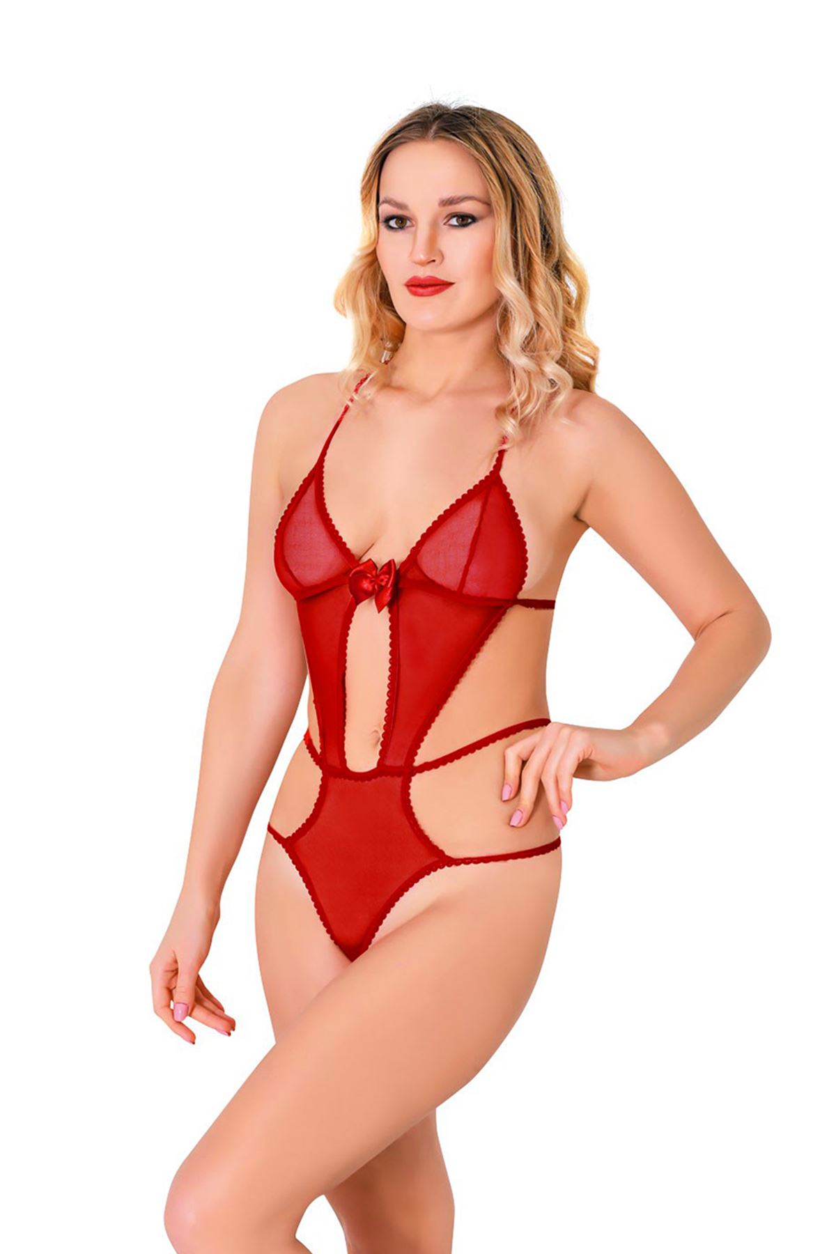 Kırmızı Fantezi Seksi Transparan Bodysuit Kırmızı Fantezi Seksi Transparan Bodysuit
