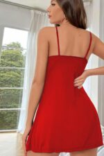 Kırmızı Fantezi Seksi Yırtmaç Detaylı Babydoll Gecelik PR15535