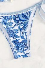 Mavi Etnik Desenli Üçgen Bikini Takımı