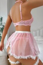 Pembe Fantezi Seksi Jartiyerli Hizmetçi Kostümü