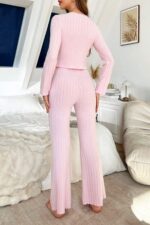Pembe Fiyonk Detaylı Uzun Kollu Pijama Takımı