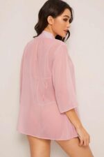 Pembe Tül Transparan Mini Sabahlık