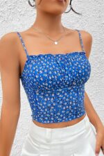 Saks Mavi İp Askılı Crop