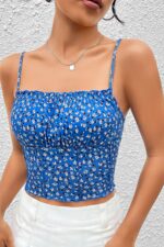 Saks Mavi İp Askılı Crop