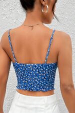 Saks Mavi İp Askılı Crop