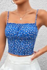Saks Mavi İp Askılı Crop