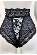 Siyah Fantezi Seksi Dantelli Yüksek Bel Slip 1013