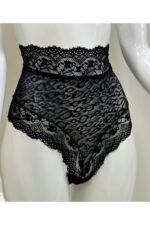 Siyah Fantezi Seksi Dantelli Yüksek Bel Slip 1013