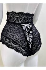 Siyah Fantezi Seksi Dantelli Yüksek Bel Slip 1013