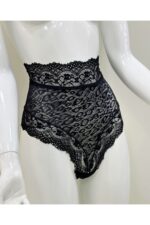 Siyah Fantezi Seksi Dantelli Yüksek Bel Slip 1013