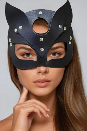 Siyah Fantezi Seksi Deri Maske