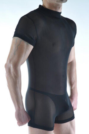 Siyah Fantezi Seksi Erkek Transparan Bodysuit