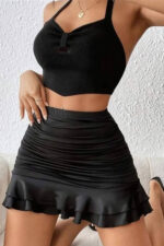 Siyah Fantezi Seksi Fırfırlı Mini Etek TP104125