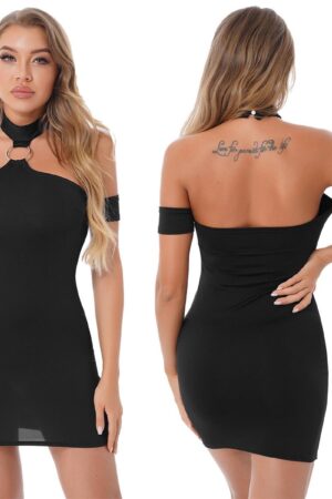 Siyah Fantezi Seksi Mini Elbise TP104122