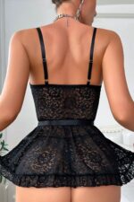Siyah Fantezi Seksi Transparan Dantelli Babydoll Gecelik