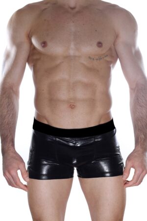 Siyah Suni Deri Seksi Erkek Boxer