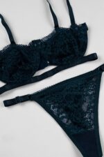 Yeşil Fantezi Seksi Transparan Dantelli Sütyen Takımı