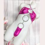 Fuşya Fantezi Seksi Deri Şerit Bodysuit BC9185